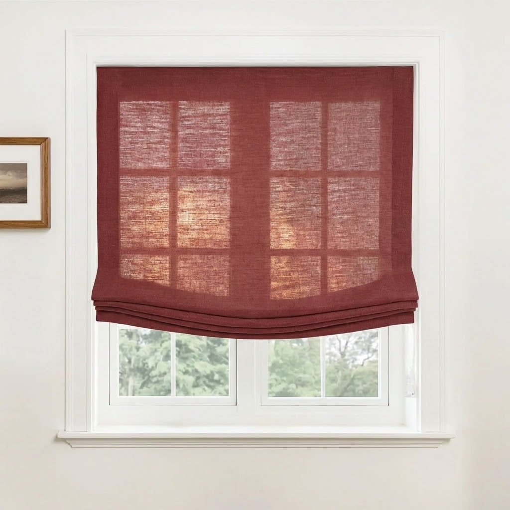 Harper Custom Relaxed Linen Roman Shades - Cordless & Loop Cord Lift