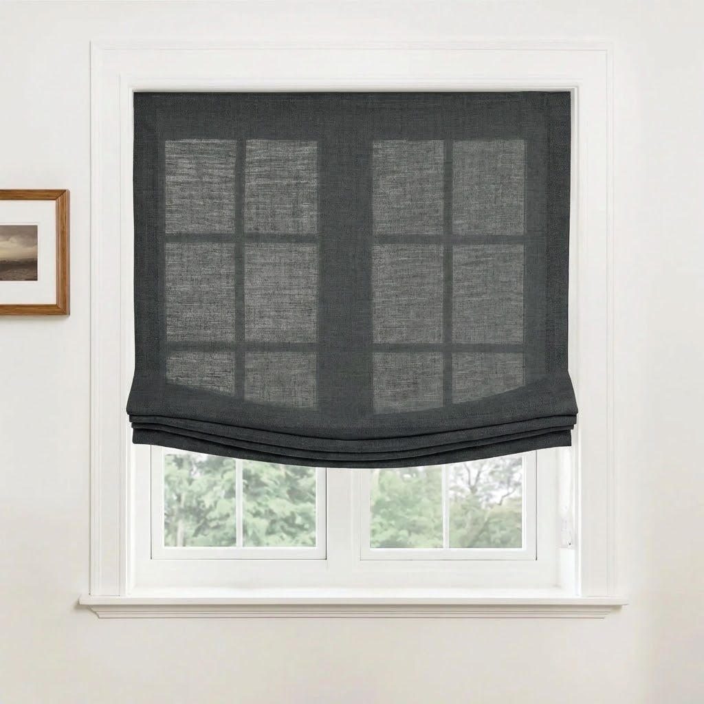 Harper Custom Linen Relaxed Roman Shades