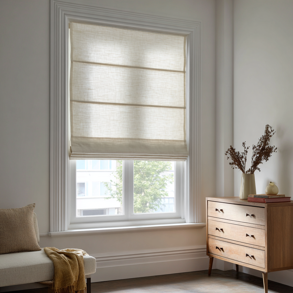Custom Linen Roman Shades, Blackout & Cordless Options, Morrahome