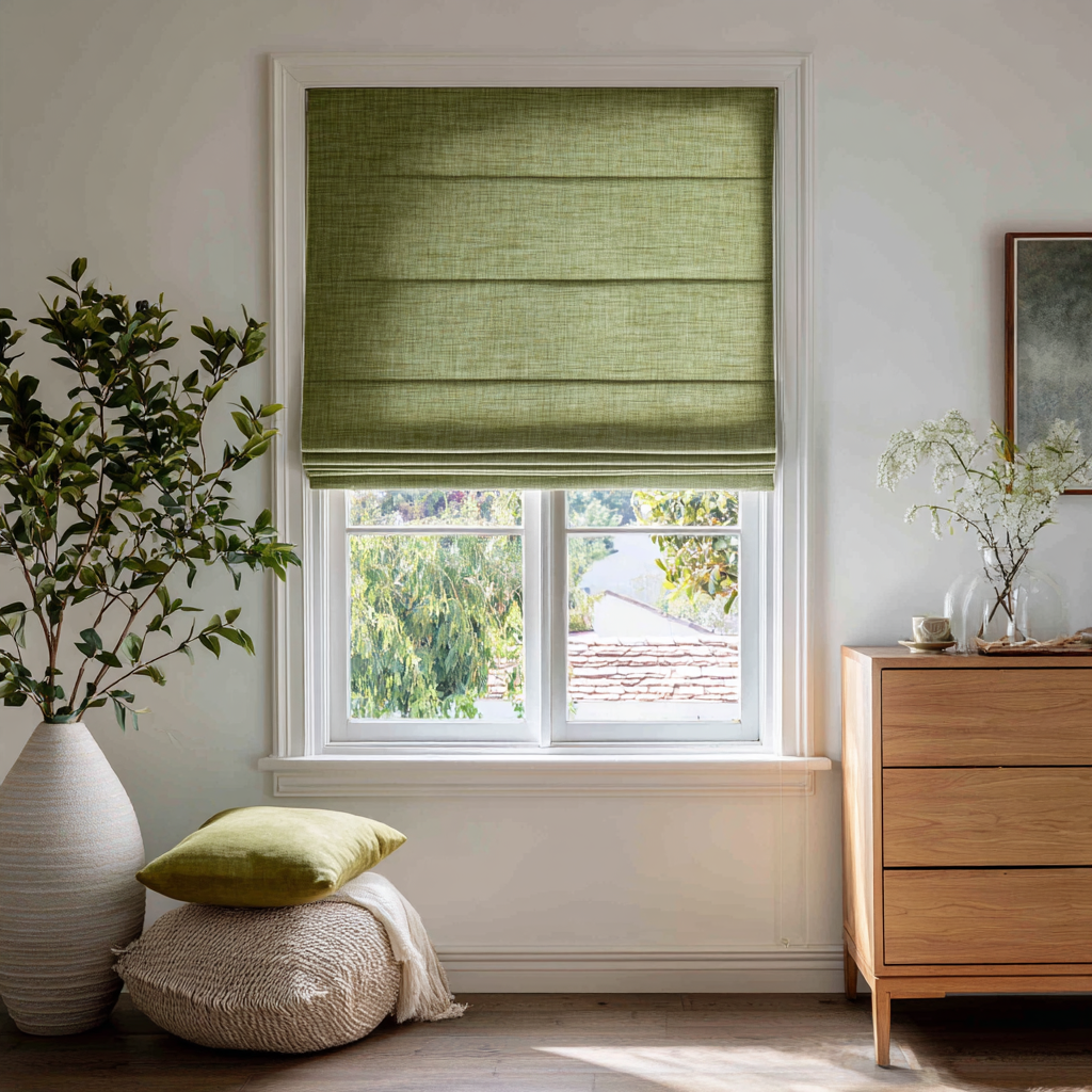 Custom Linen Roman Shades, Blackout & Cordless Options, Morrahome