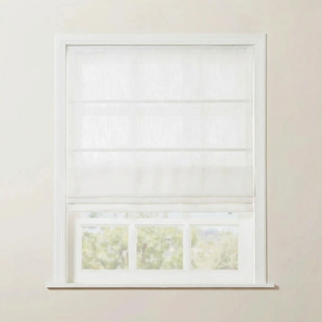 Rowan 30% Natural Linen Roman Shade - Loop Cord Lift