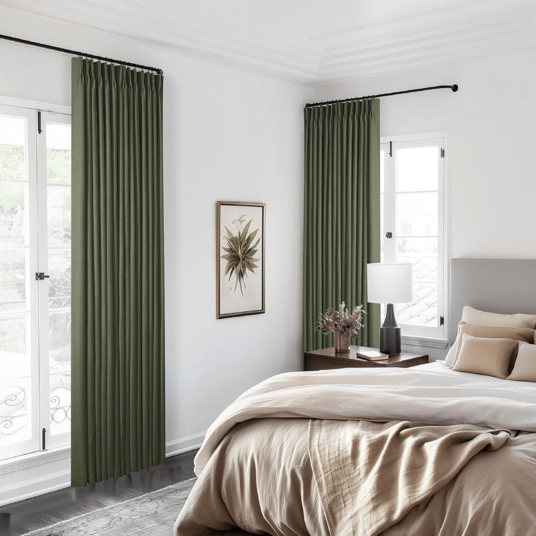 Custom Linen Blackout Curtains, Pinch Pleated Drapes