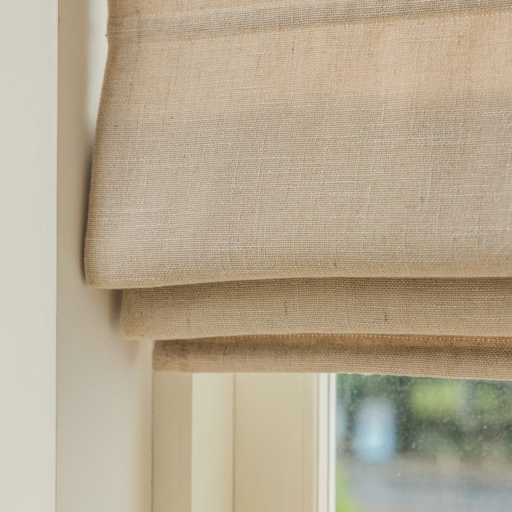 Lilea Custom Linen Roman Shades, Loop Cord Lift - MorraHome