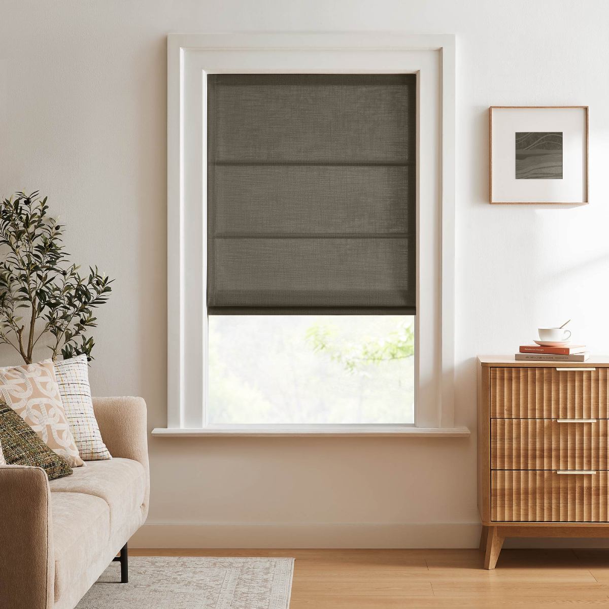 Lilea Custom Linen Roman Shades, Loop Cord Lift - MorraHome