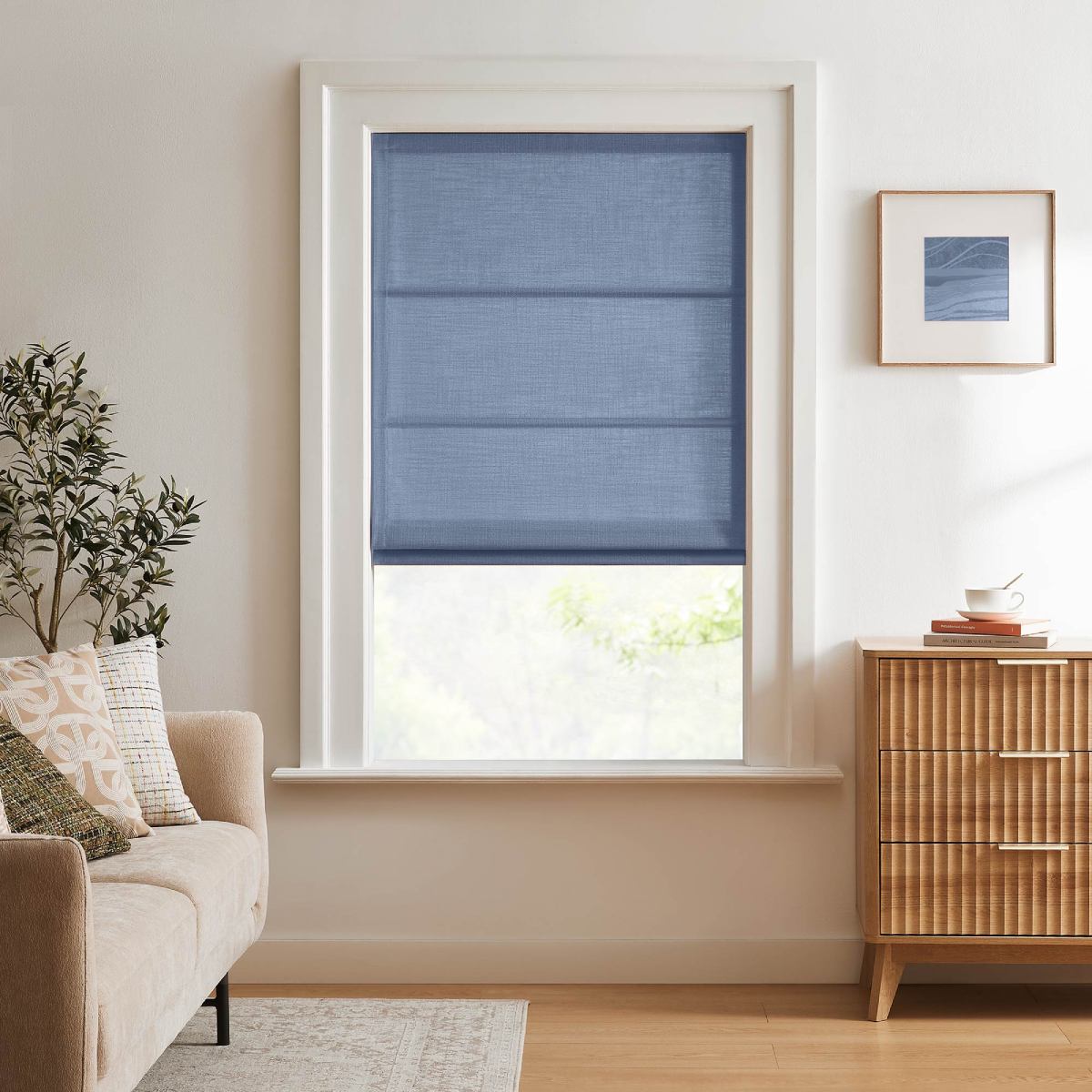 Lilea Custom Linen Roman Shades, Loop Cord Lift - MorraHome