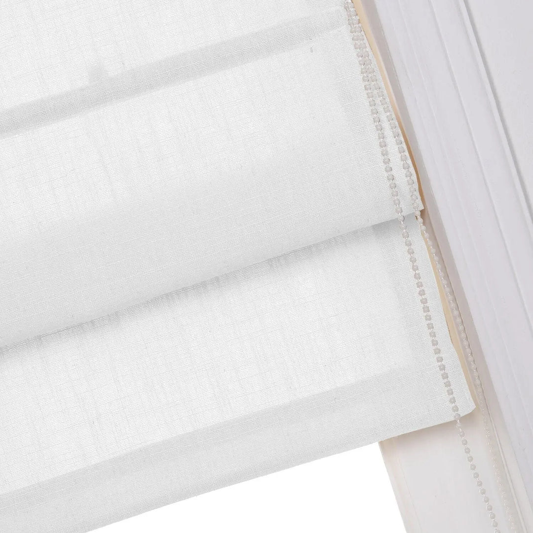 Lilea Custom Linen Roman Shades, Loop Cord Lift - MorraHome