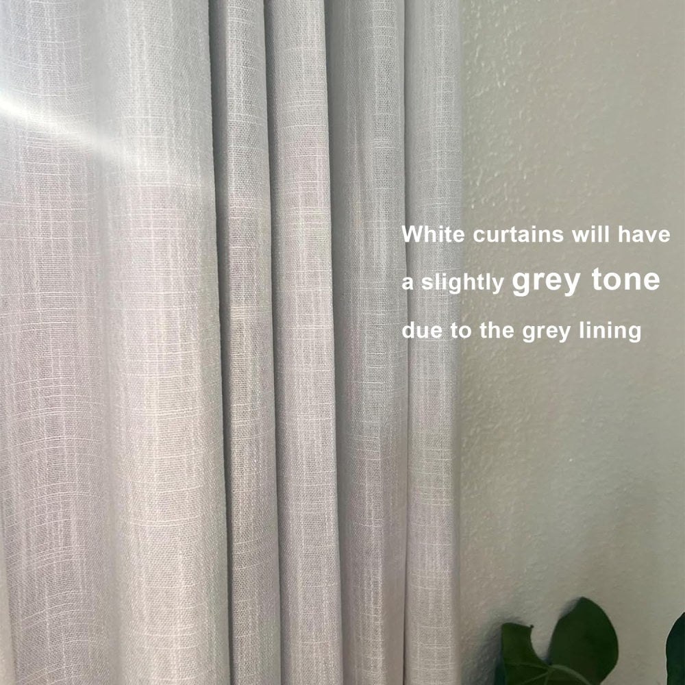 Linen Blackout Curtains, 40“W White Thermal Pinch Pleated Drapes (Pack of 2)