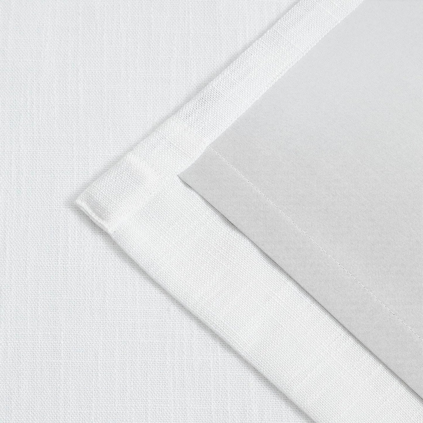 Linen Blackout Curtains, 40“W White Thermal Pinch Pleated Drapes (Pack of 2)