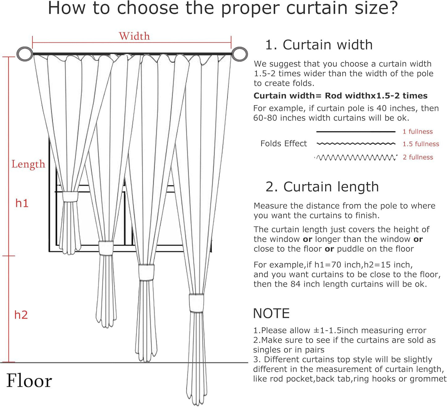 Linen Blackout Curtains, 40“W White Thermal Pinch Pleated Drapes (Pack of 2)