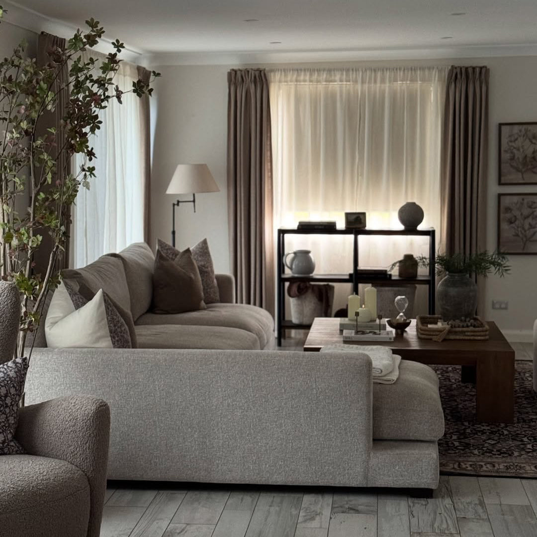 Linen Curtains, Pinch Pleated Drapes for Living Room & Bedroom, Burlywood Birch (Pack of 2)