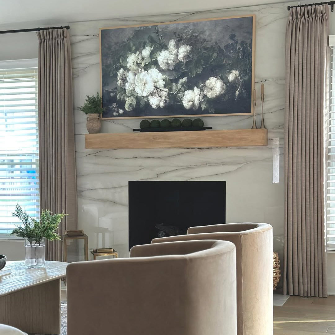 Linen Curtains, Pinch Pleated Drapes for Living Room & Bedroom, Burlywood Birch (Pack of 2)