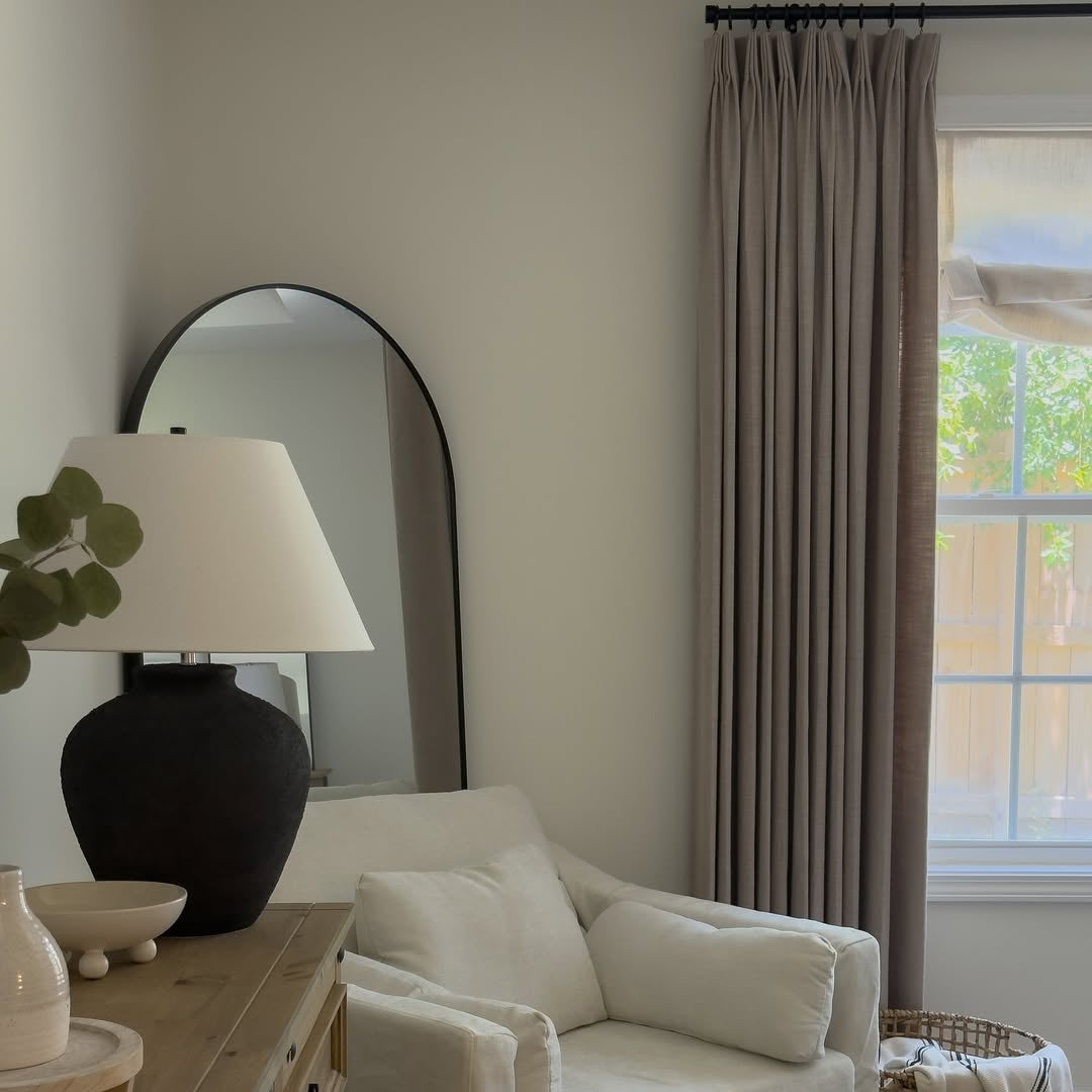 Linen Curtains, Pinch Pleated Drapes for Living Room & Bedroom, Burlywood Birch (Pack of 2)