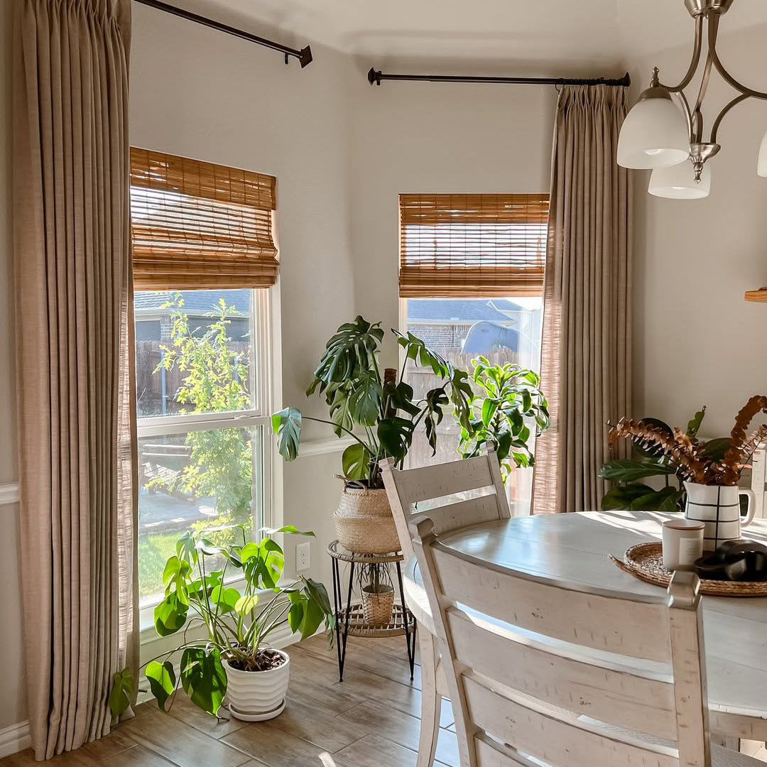 Linen Curtains, Pinch Pleated Drapes for Living Room & Bedroom, Burlywood Birch (Pack of 2)