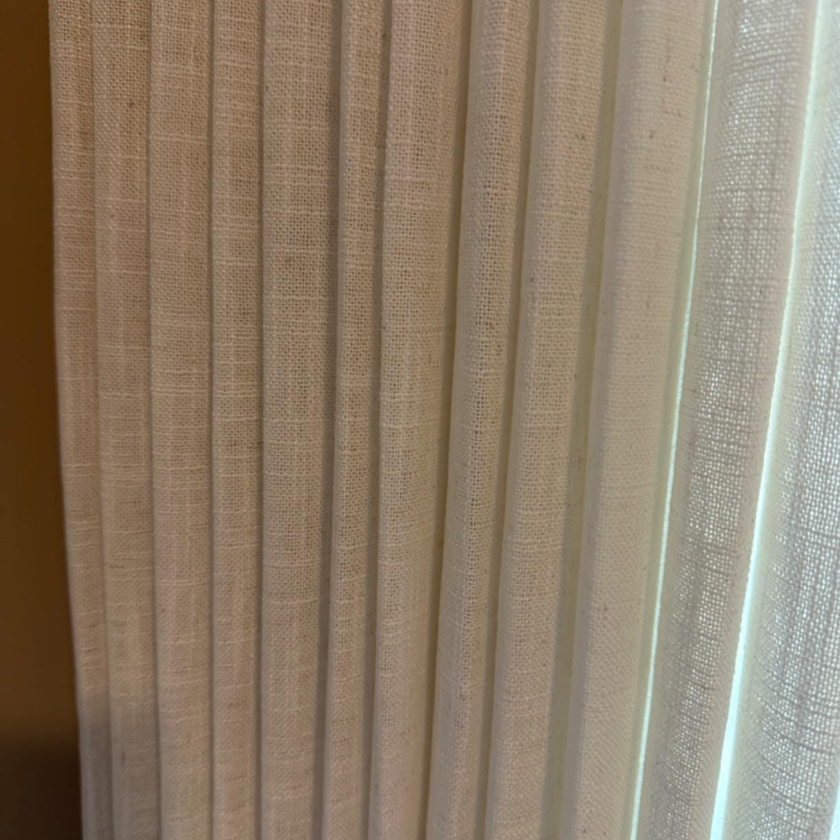 Linen Curtains, Pinch Pleated Drapes for Living Room & Bedroom, Ivory White (Pack of 2)