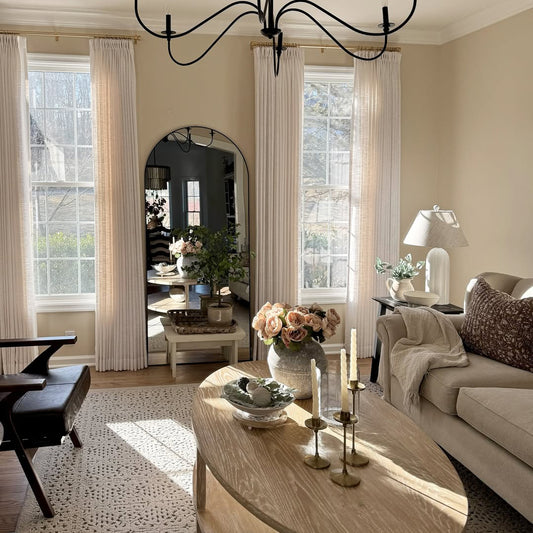 Linen Curtains, Pinch Pleated Drapes for Living Room & Bedroom, Ivory White (Pack of 2)