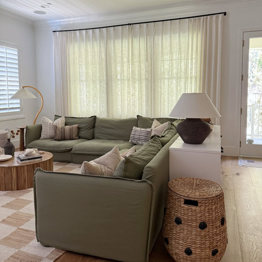 Linen Curtains, Pinch Pleated Drapes for Living Room & Bedroom, Ivory White (Pack of 2)