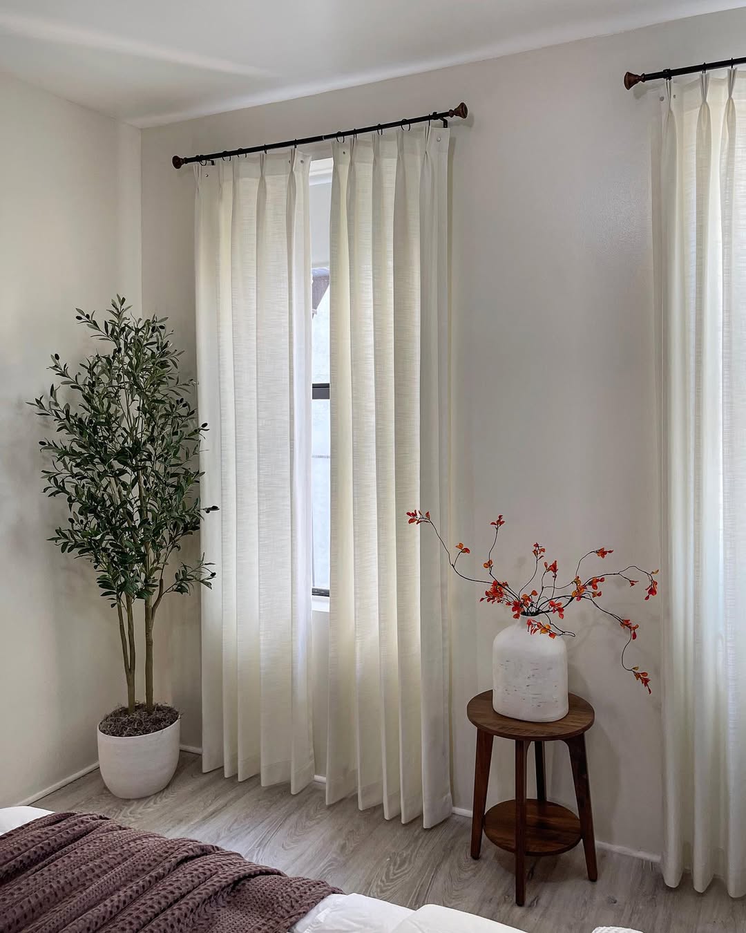 Linen Curtains, Pinch Pleated Drapes for Living Room & Bedroom (Pack of 2)