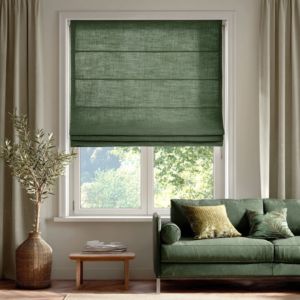 Custom Linen Roman Shades, Blackout & Cordless Options, Morrahome