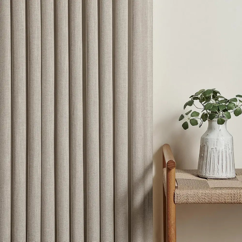 Linen Curtains, Farmhouse Pleated Drapes for Living Room & Bedroom (Pack of 2)