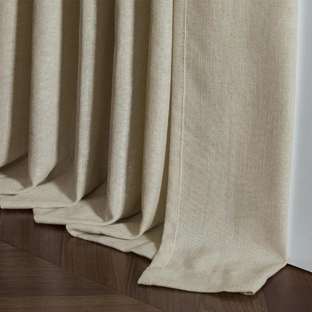 Light Kahai Light Filtering Linen Curtains – Pleated Drapes, Pinch Pleat & Grommet 2-in-1, 30% Linen Blend, Includes Rings & Hooks