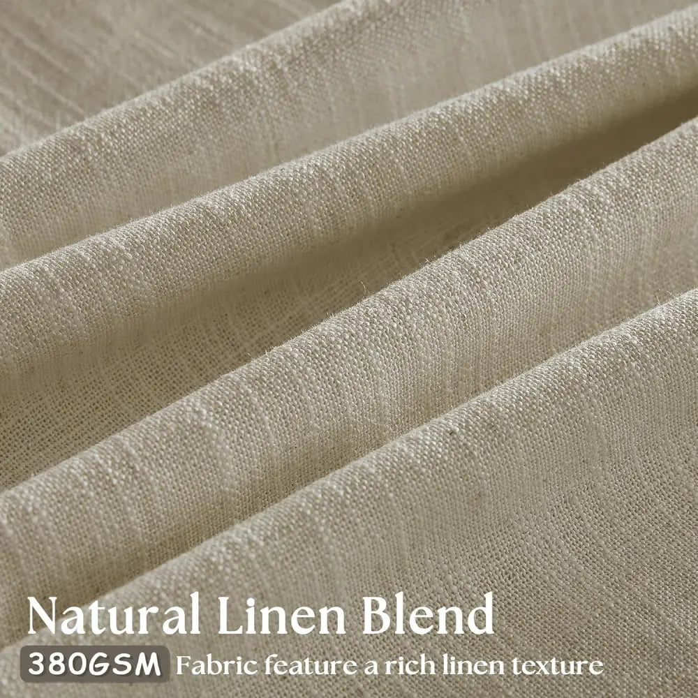 Light Kahai Light Filtering Linen Curtains – Pleated Drapes, Pinch Pleat & Grommet 2-in-1, 30% Linen Blend, Includes Rings & Hooks
