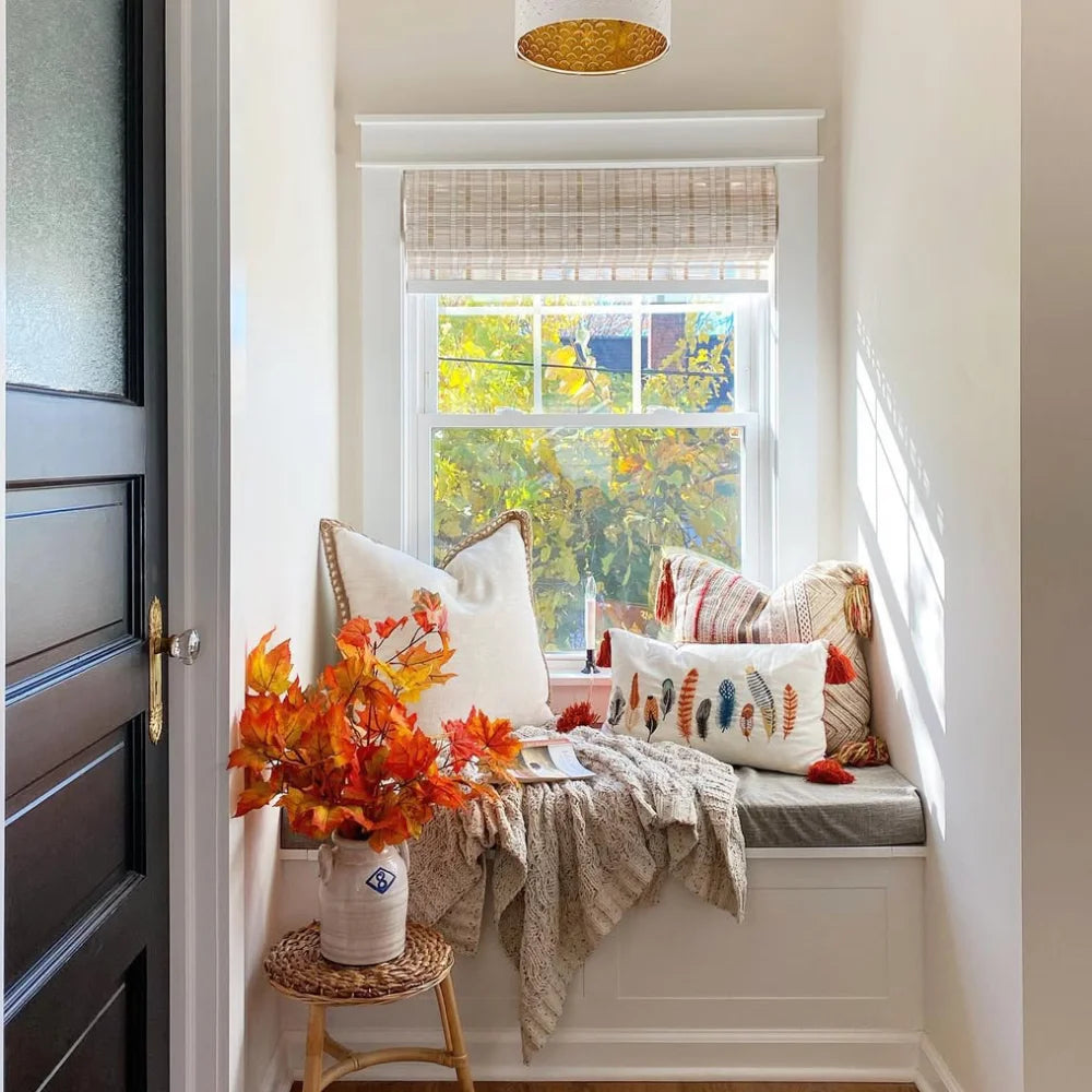 MorraHome No Drill Cordless Bamboo Woven Roman Shades