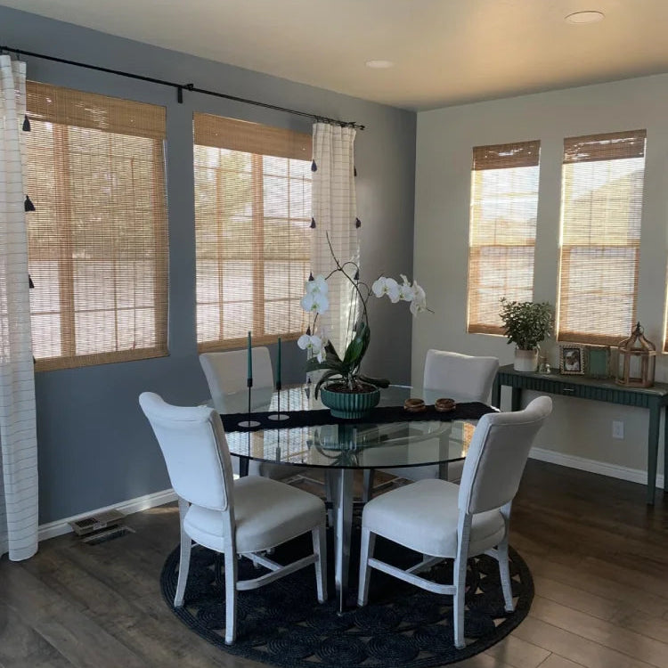 Cordless Bamboo Roman Blinds, Custom Natural Wood Shades