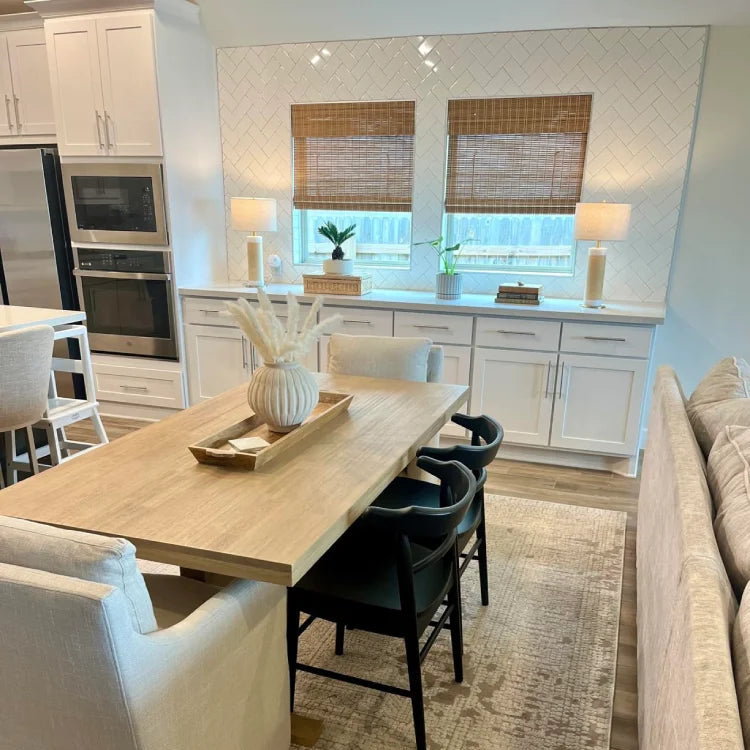 Cordless Bamboo Roman Blinds, Custom Natural Wood Shades