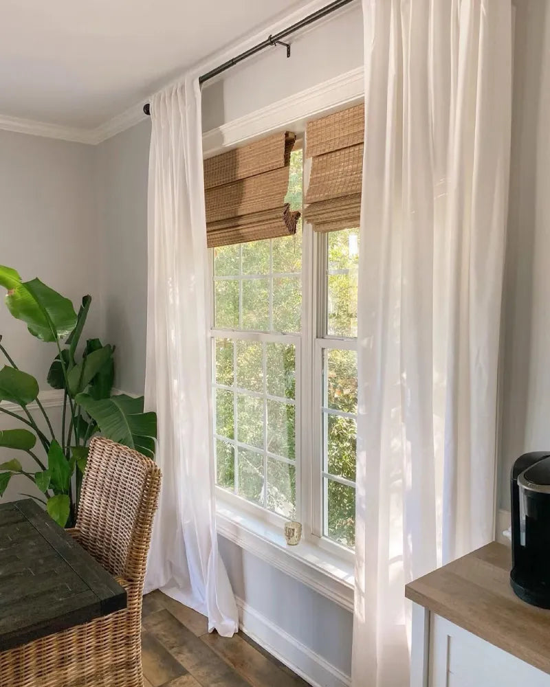 Cordless Bamboo Roman Blinds, Custom Natural Wood Shades