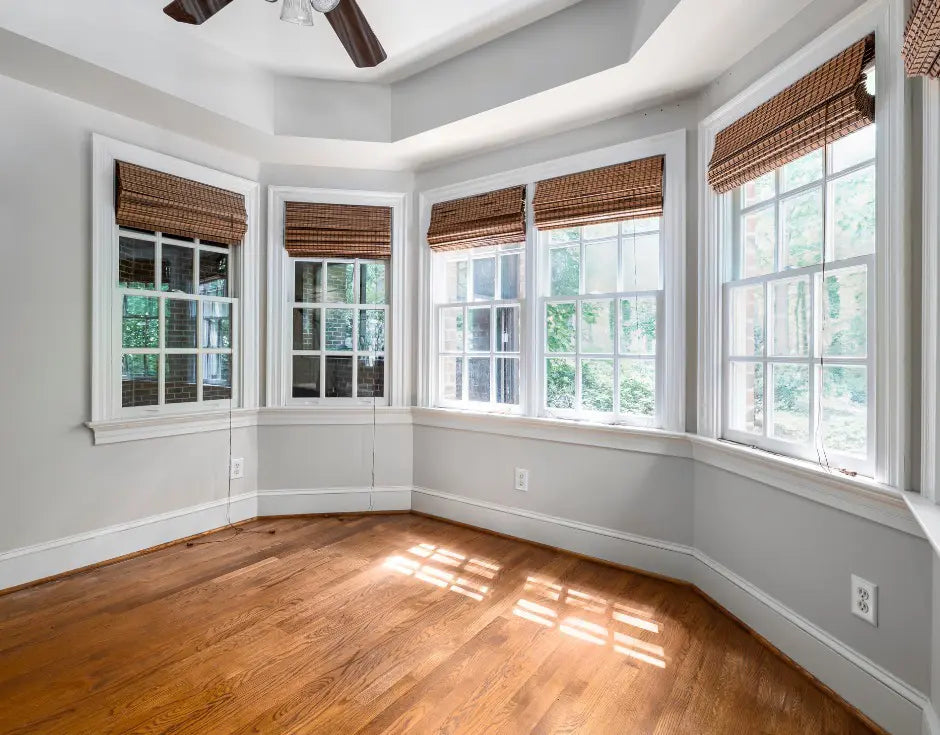 Cordless Bamboo Roman Blinds, Custom Natural Wood Shades
