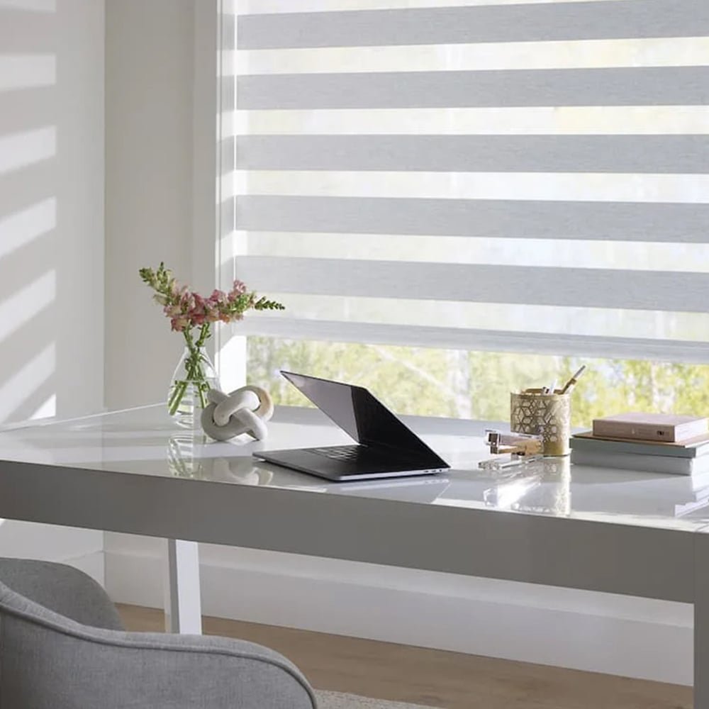 MorraHome Cordless Light Filtering Zebra Blinds for Windows - MorraHome