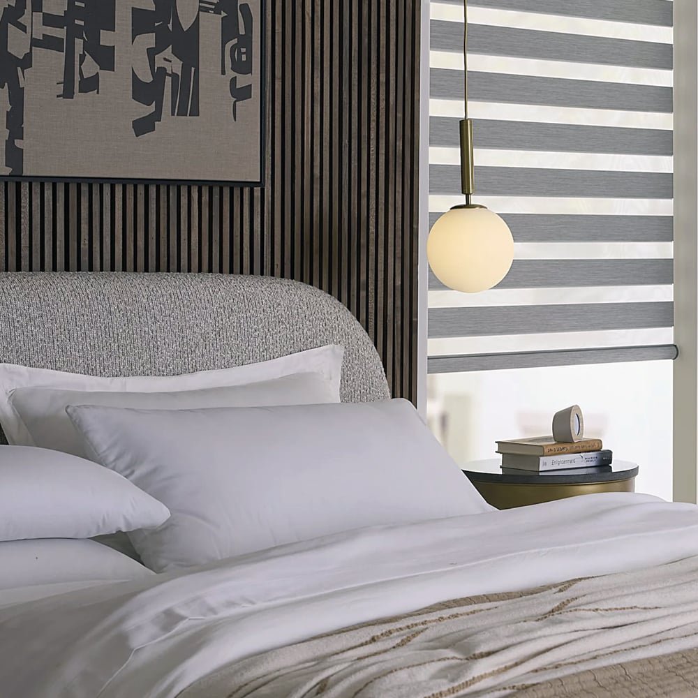 MorraHome Cordless Light Filtering Zebra Blinds for Windows - MorraHome