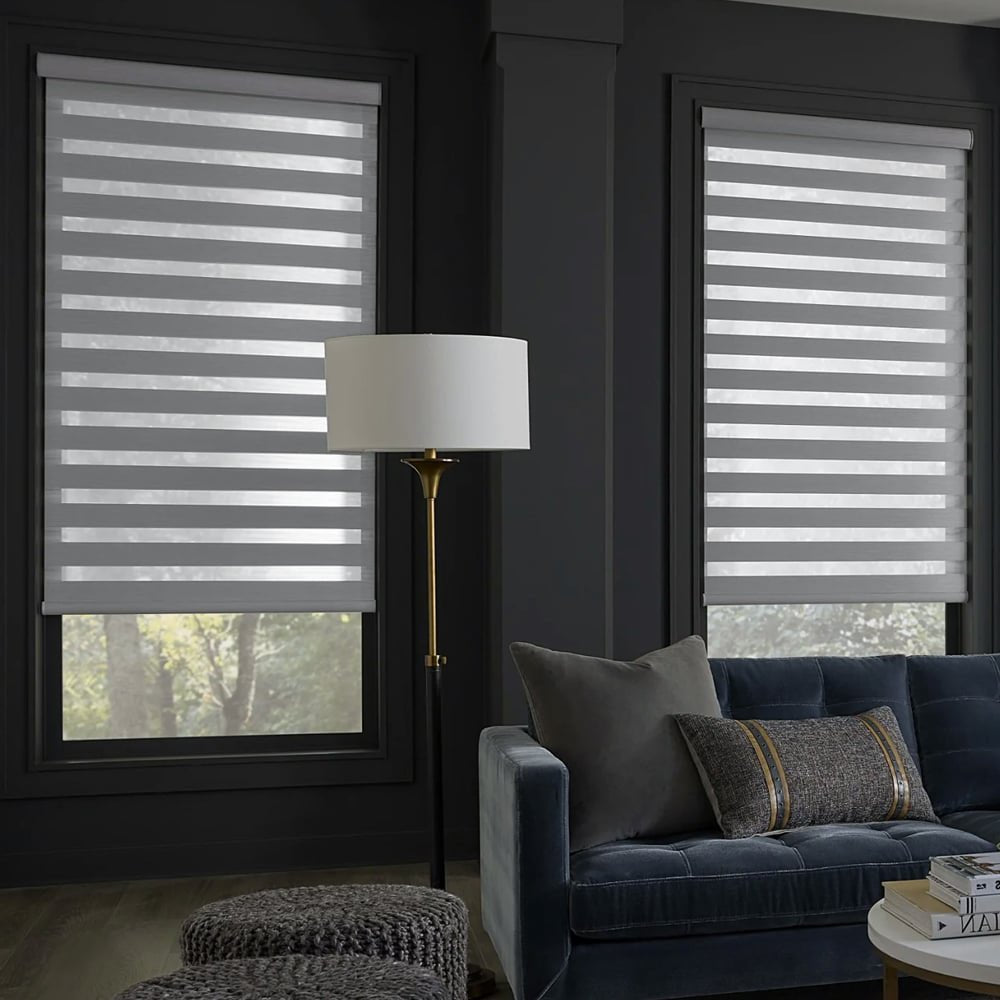 MorraHome Cordless Light Filtering Zebra Blinds for Windows - MorraHome