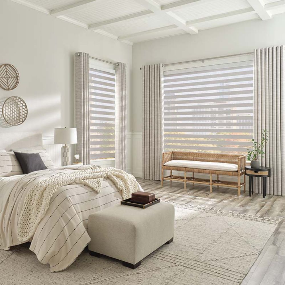 MorraHome Cordless Light Filtering Zebra Blinds for Windows - MorraHome