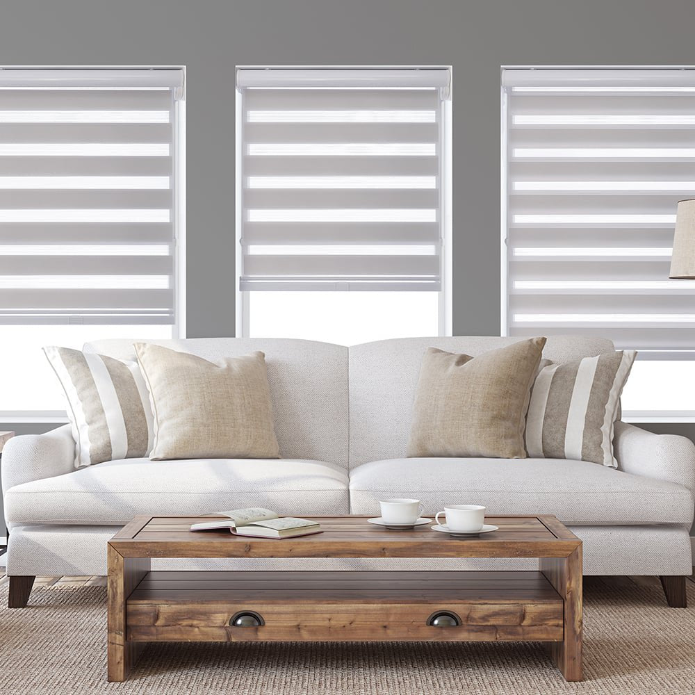MorraHome Cordless Light Filtering Zebra Blinds for Windows - MorraHome