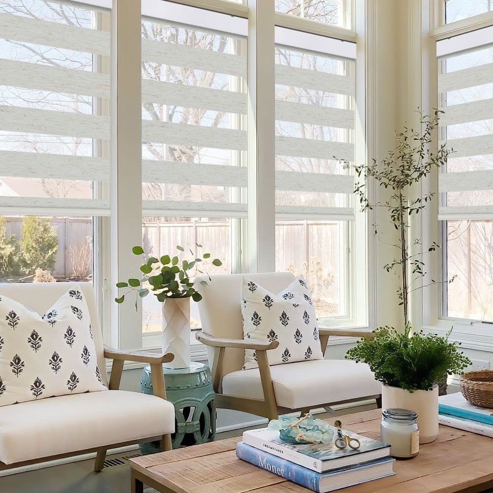 MorraHome Cordless Light Filtering Zebra Blinds for Windows - MorraHome