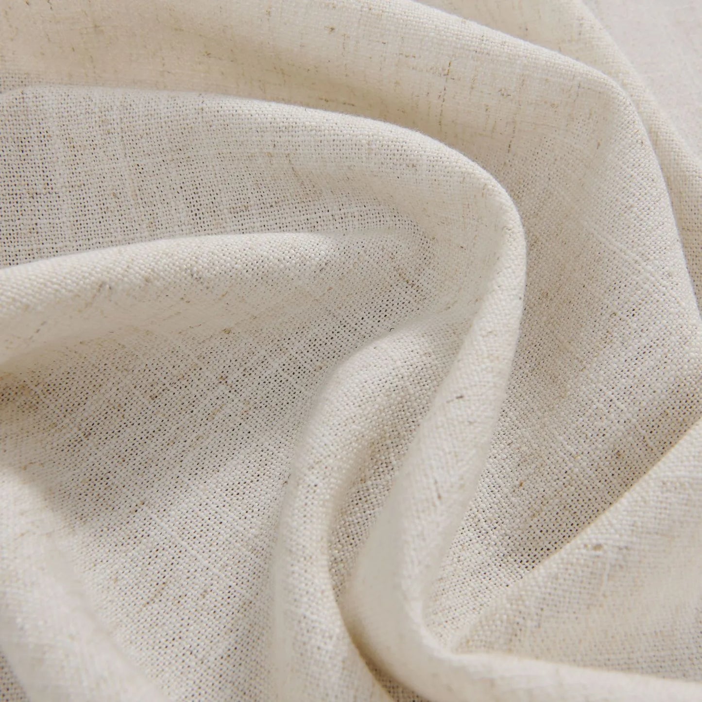 Linen Curtains, Pinch Pleated Drapes for Living Room & Bedroom, Ivory White (Pack of 2)