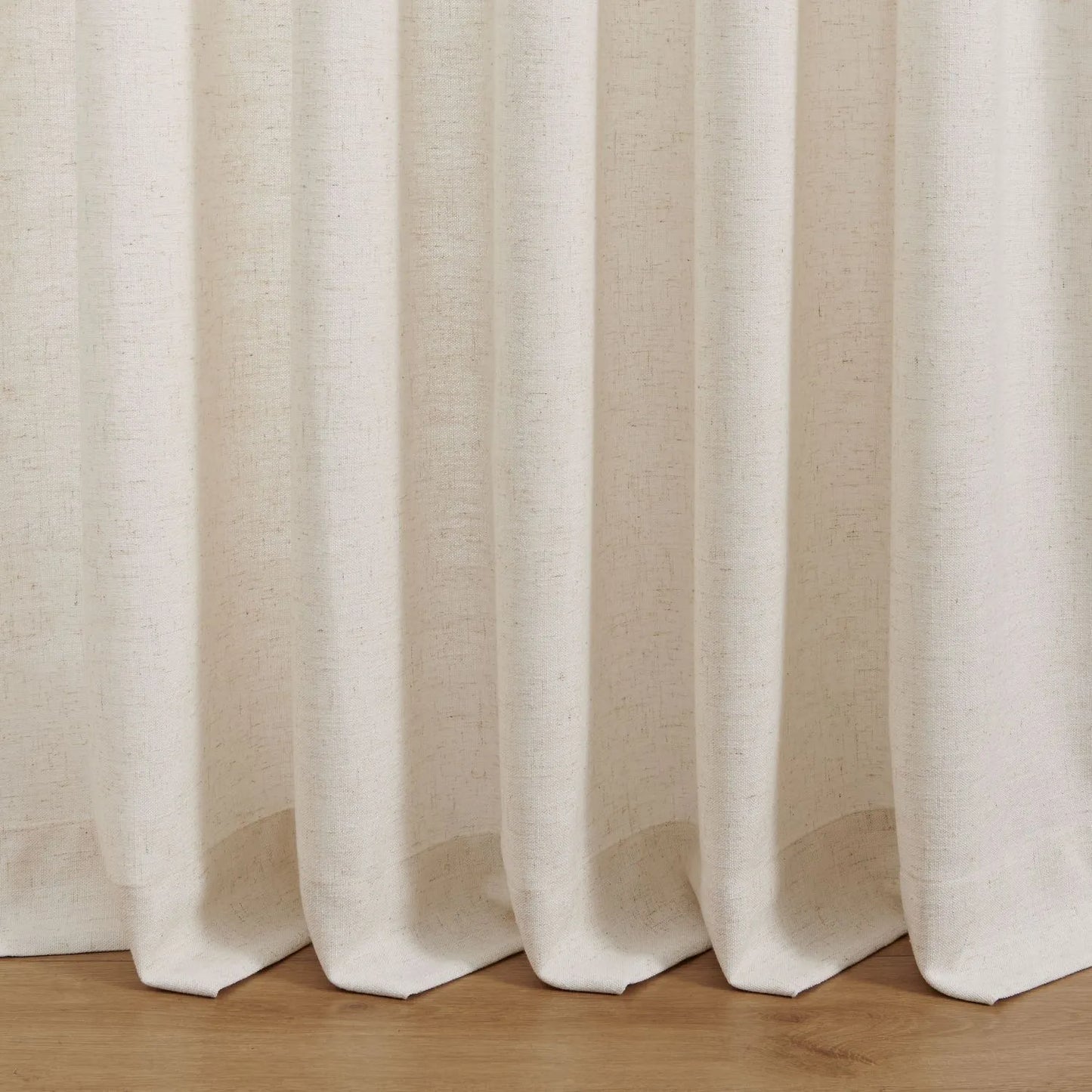 Linen Curtains, Pinch Pleated Drapes for Living Room & Bedroom, Ivory White (Pack of 2)