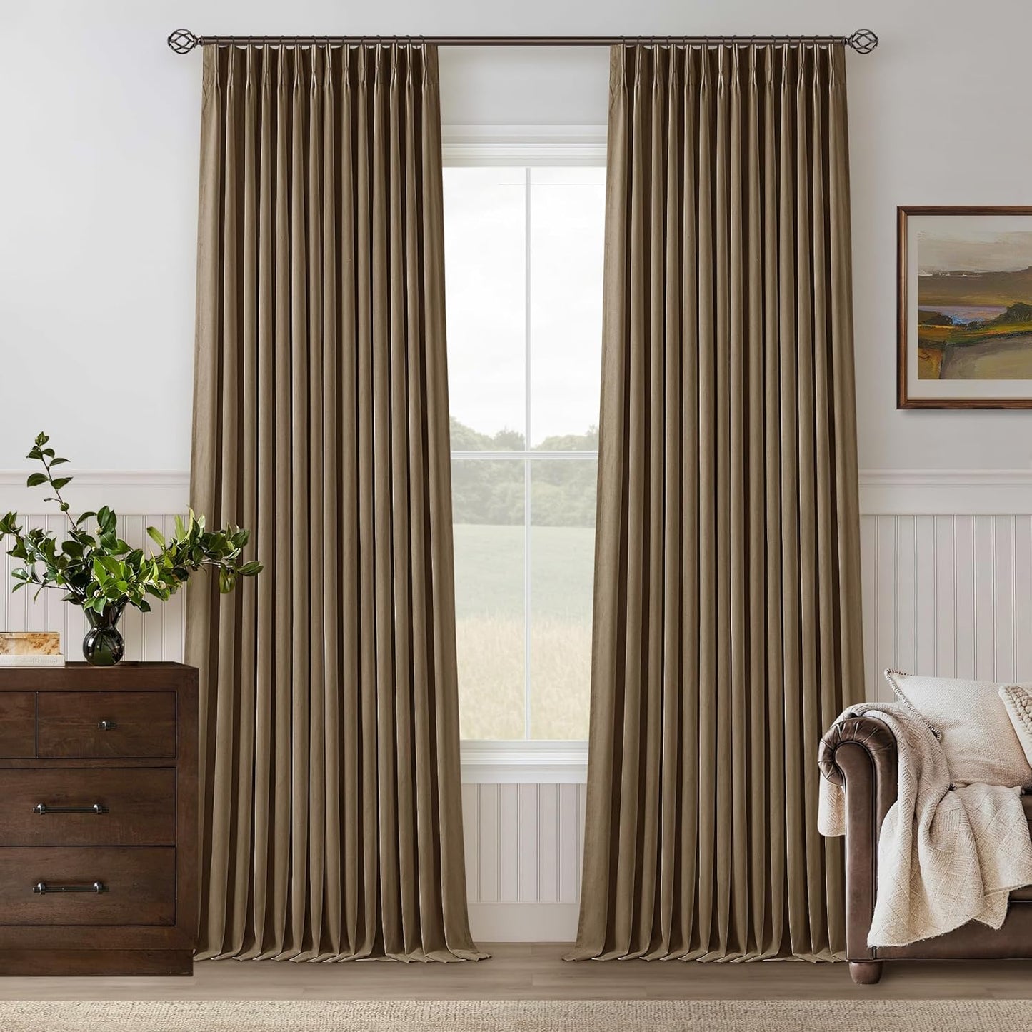 Custom Linen Blackout Curtains, Pinch Pleated Drapes