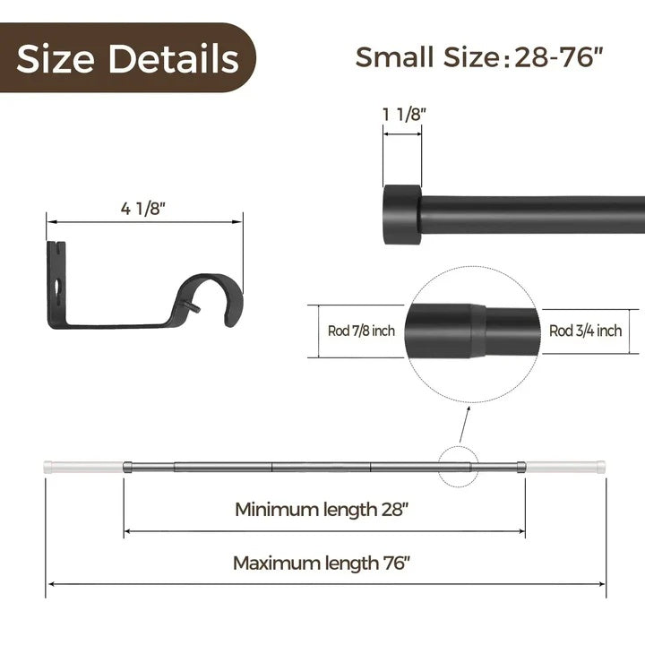 Owen Adjustable Curtain Rod with Rings - MorraHome
