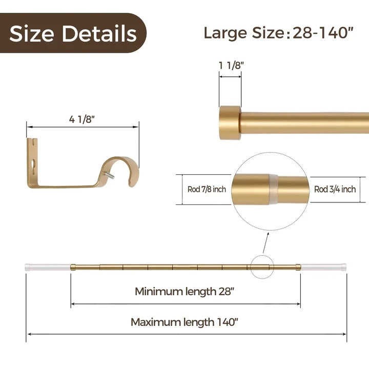 Owen Adjustable Curtain Rod with Rings - MorraHome