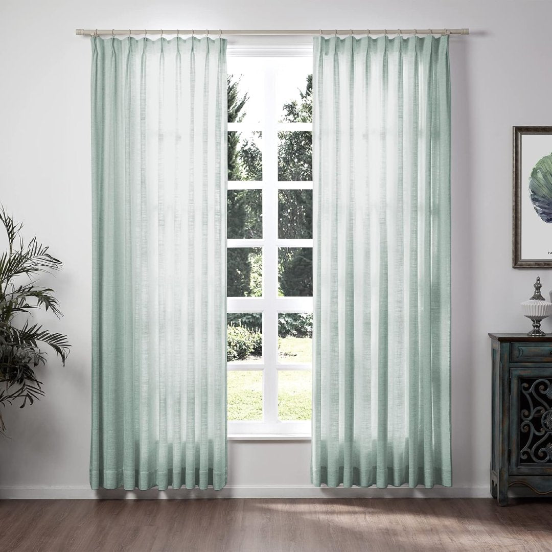 Blue Linen Curtains – Pale Blue Aqua Curtains, Light-Filtering