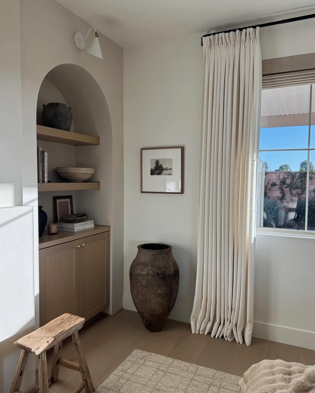 Linen Curtains, Pinch Pleated Drapes for Living Room & Bedroom, Ivory White (Pack of 2)