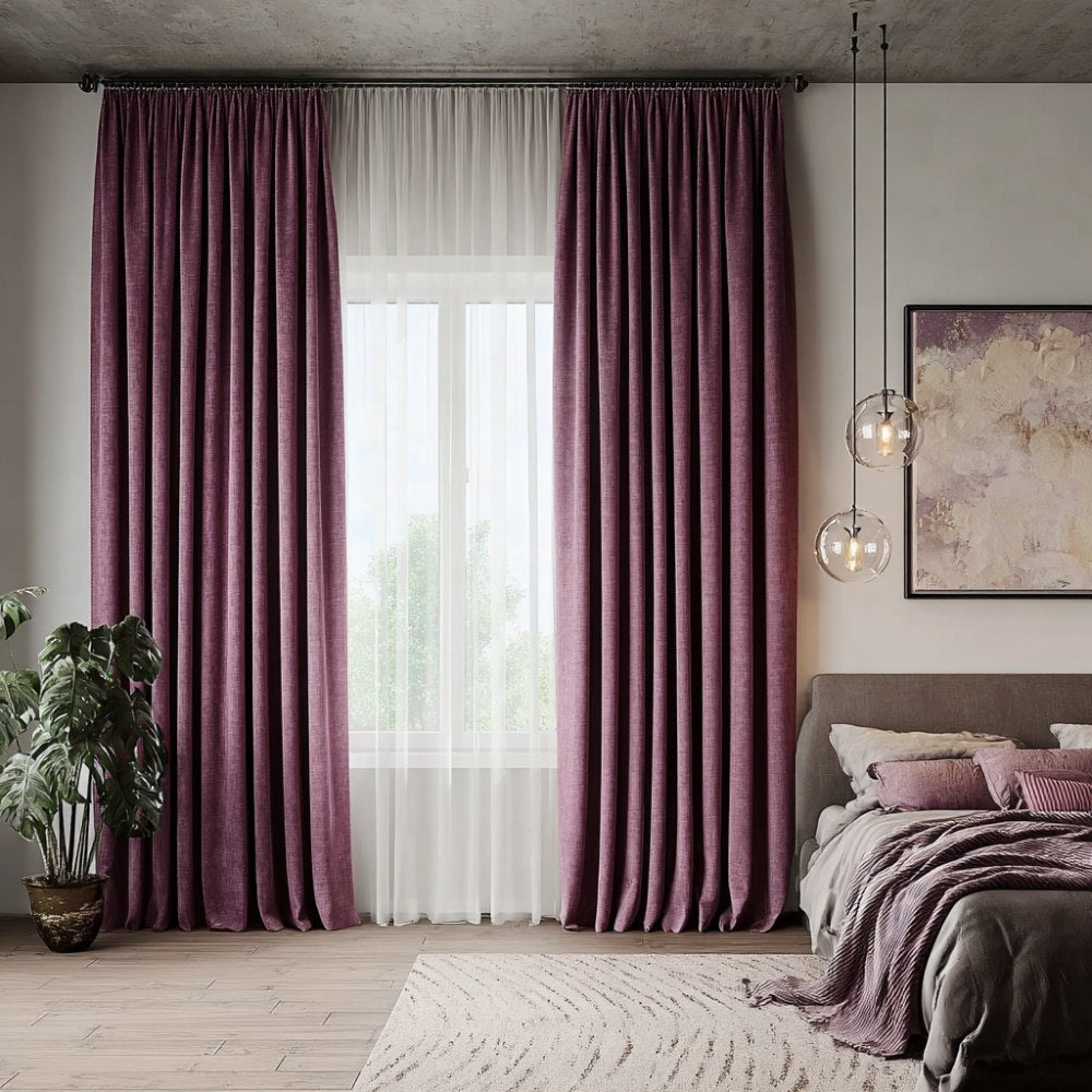 Custom Linen Blackout Curtains, Pinch Pleated Drapes