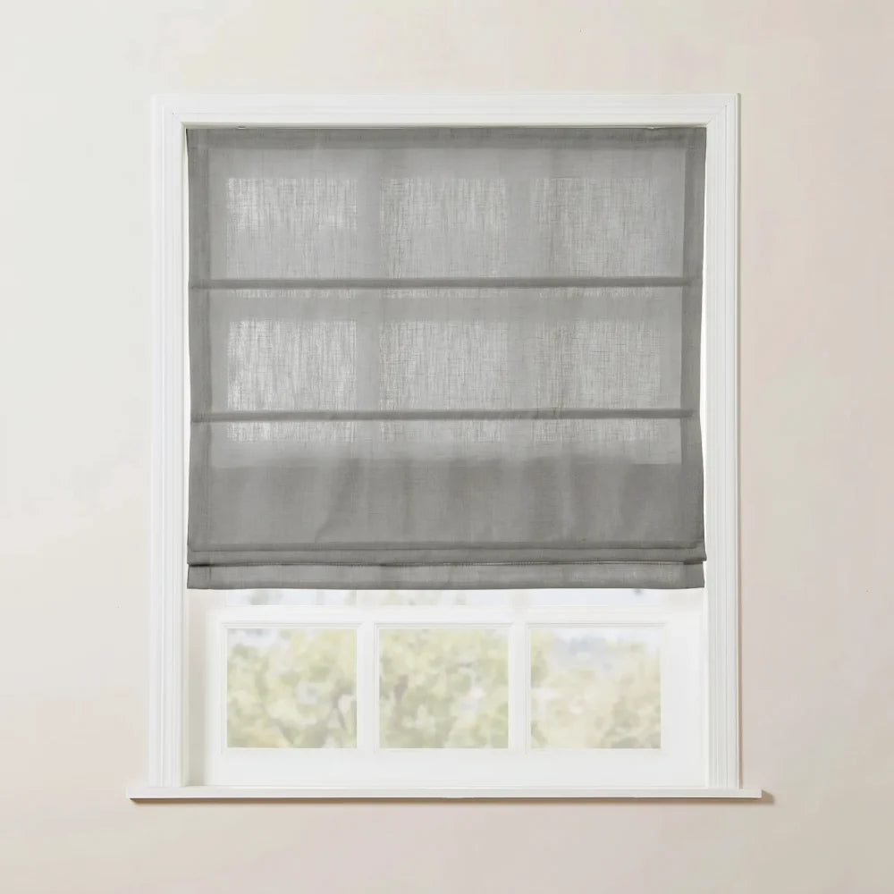 Rowan Tailored Flat Linen Roman Shades - Loop Cord Lift