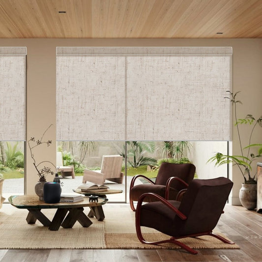 Silas  linen Custom roller shades, Cordless - MorraHome