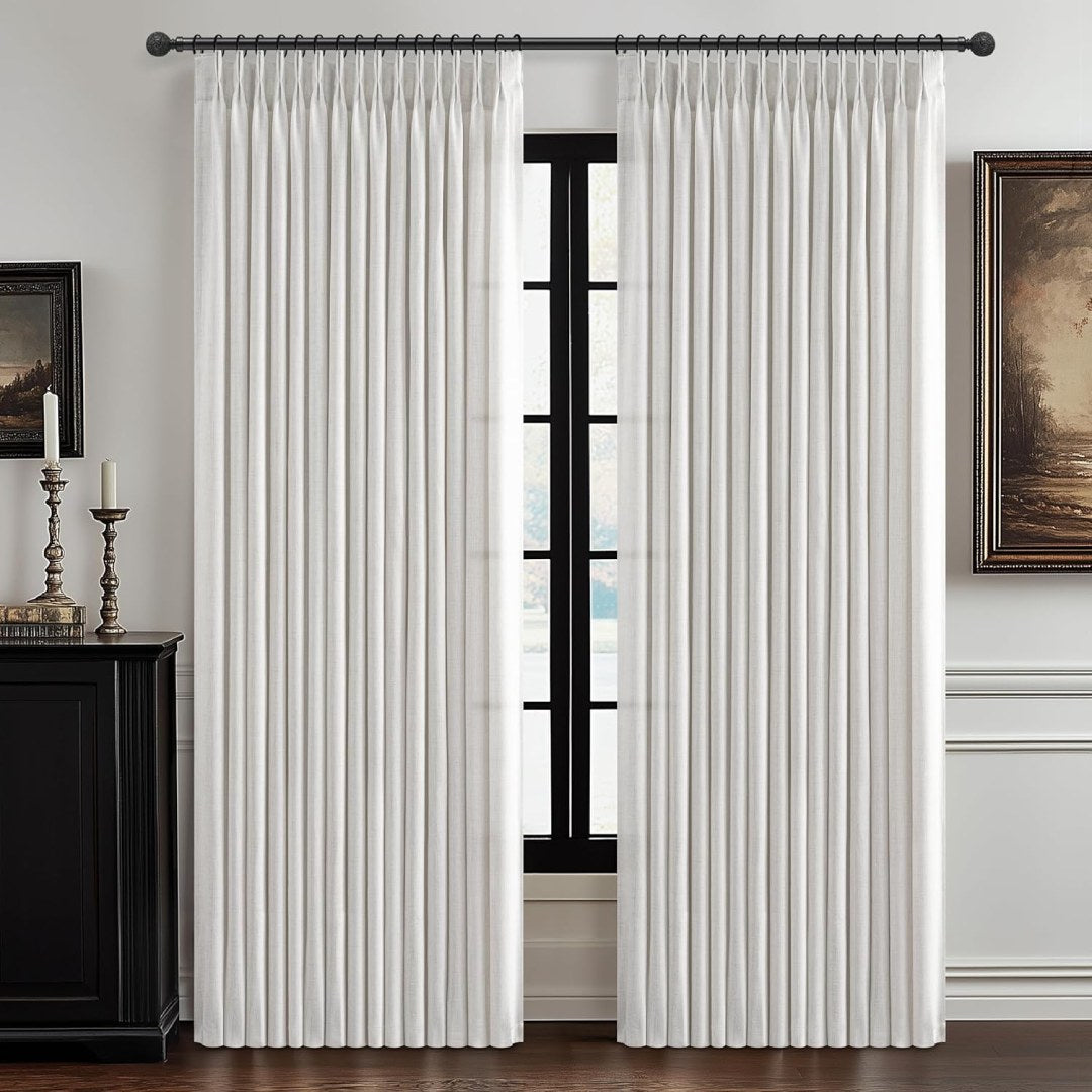 Custom Linen Blackout Curtains, Pinch Pleated Drapes