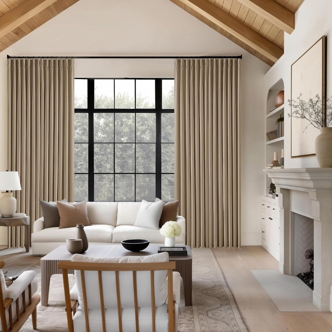 Custom Linen Blackout Curtains, Pinch Pleated Drapes