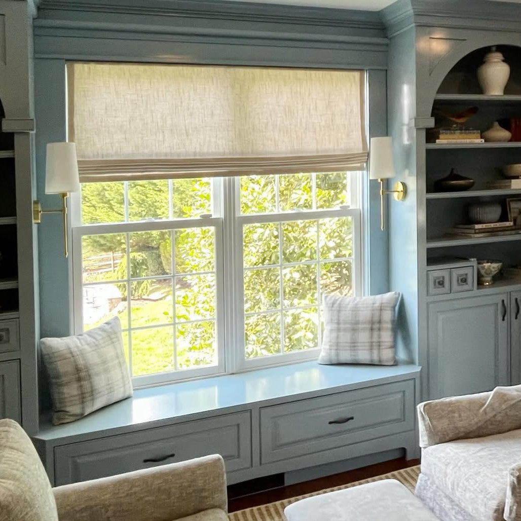 Custom Linen Roman Shades, Blackout & Cordless Options, Morrahome