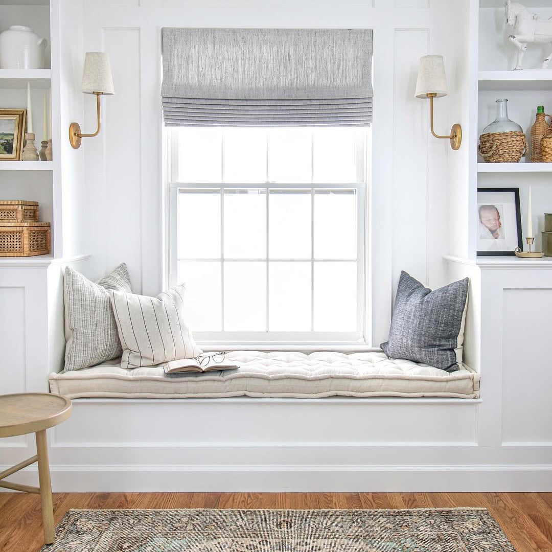 Custom Linen Roman Shades, Blackout & Cordless Options, Morrahome